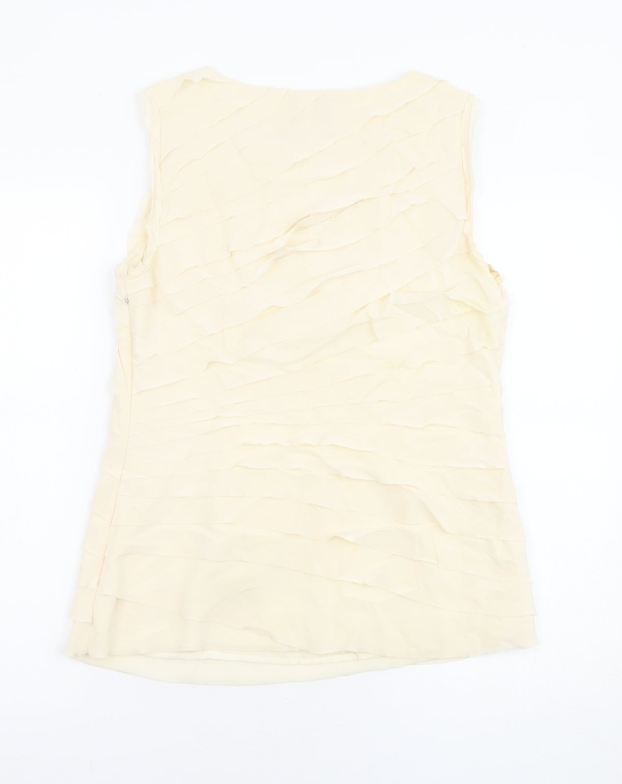 Tory Burch Womens Beige Silk Basic Tank Size 8 Boat Neck - Frills