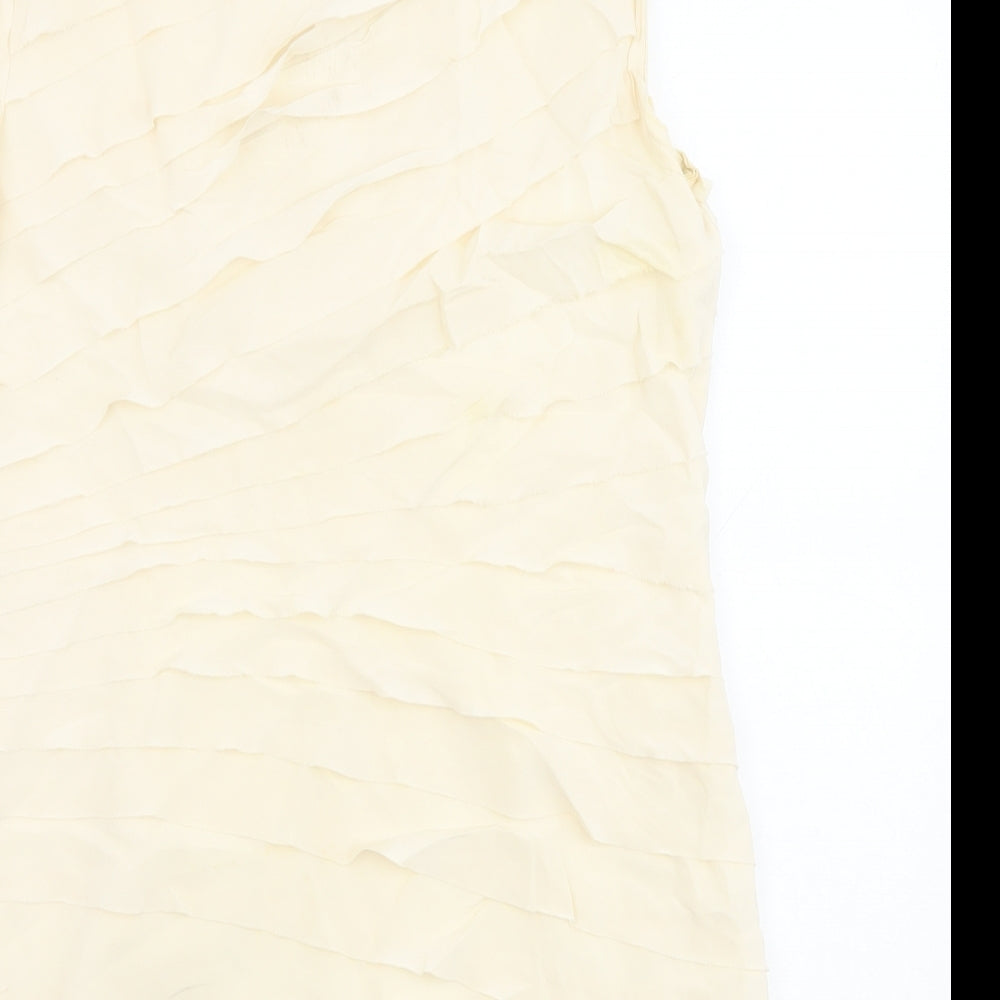 Tory Burch Womens Beige Silk Basic Tank Size 8 Boat Neck - Frills