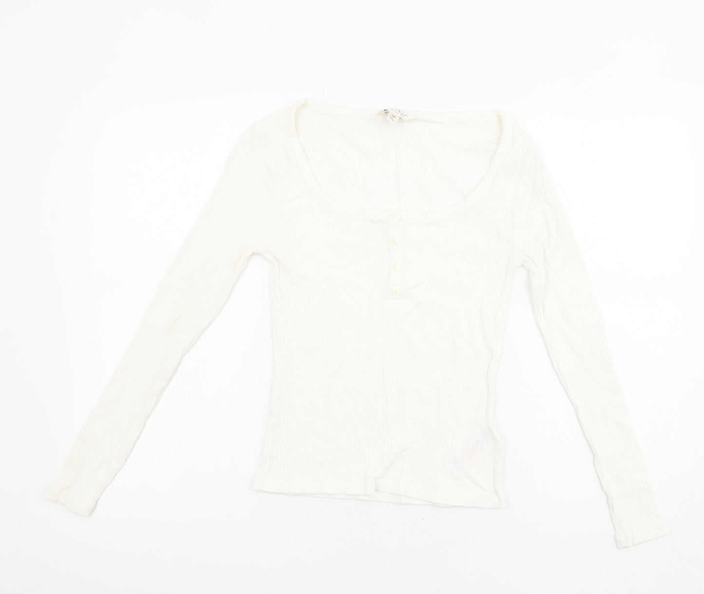 Miss Selfridge Womens Ivory Viscose Basic Blouse Size 6 Boat Neck