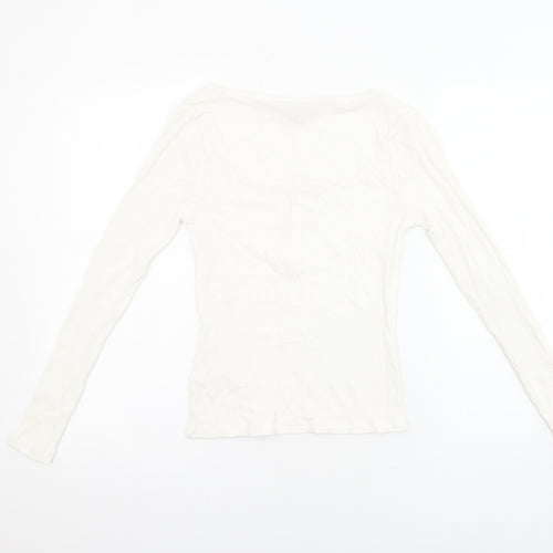 Miss Selfridge Womens Ivory Viscose Basic Blouse Size 6 Boat Neck