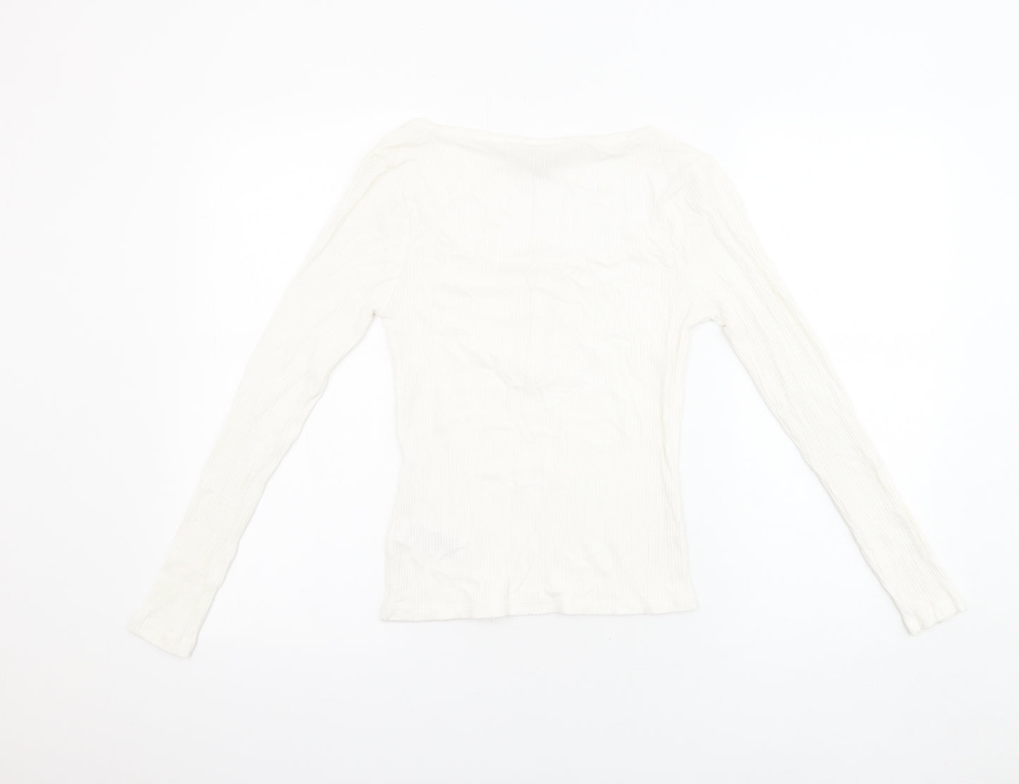 Miss Selfridge Womens Ivory Viscose Basic Blouse Size 6 Boat Neck