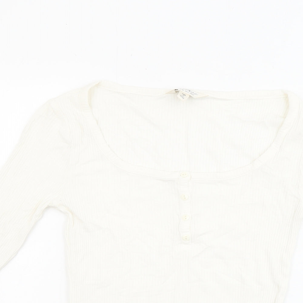 Miss Selfridge Womens Ivory Viscose Basic Blouse Size 6 Boat Neck