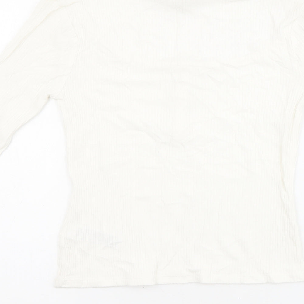 Miss Selfridge Womens Ivory Viscose Basic Blouse Size 6 Boat Neck