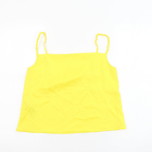 Mango Womens Yellow Polyester Camisole Tank Size S Cowl Neck - Cropped