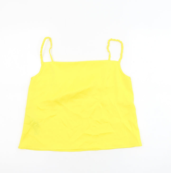 Mango Womens Yellow Polyester Camisole Tank Size S Cowl Neck - Cropped