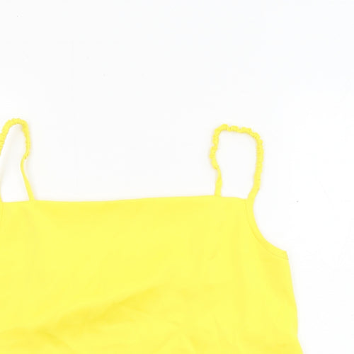 Mango Womens Yellow Polyester Camisole Tank Size S Cowl Neck - Cropped