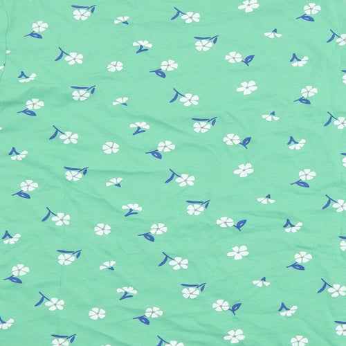 Crew Clothing Womens Green Floral 100% Cotton Basic Blouse Size 16 Boat Neck