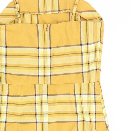 Monki Womens Multicoloured Plaid Polyester A-Line Size 8 Square Neck Zip