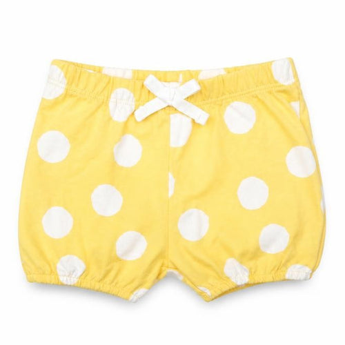 Marks and Spencer Girls Yellow Polka Dot 100% Cotton Capri Trousers Size 3-6 Months - Elasticated Waist Bow Detail