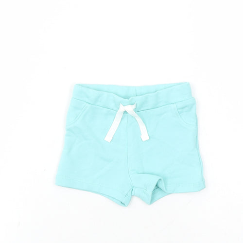 Marks and Spencer Baby Blue Cotton Capri Trousers Size 3-6 Months Drawstring - Elasticated Waist