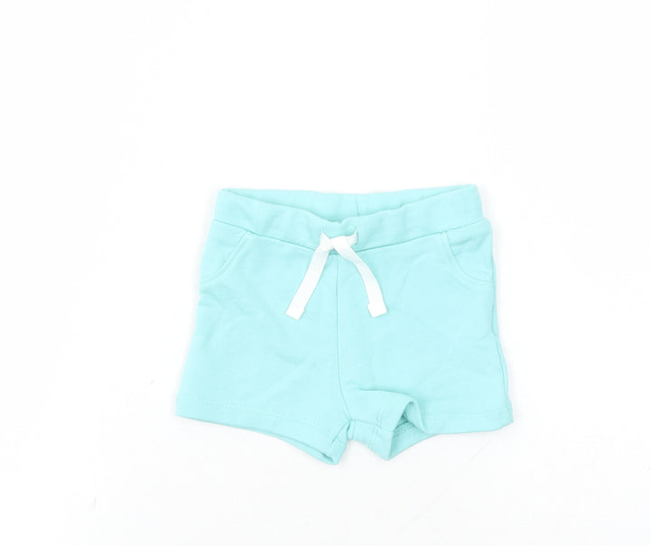 Marks and Spencer Baby Blue Cotton Capri Trousers Size 3-6 Months Drawstring - Elasticated Waist