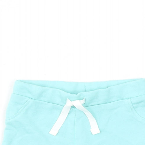 Marks and Spencer Baby Blue Cotton Capri Trousers Size 3-6 Months Drawstring - Elasticated Waist