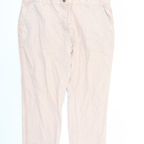 Marks and Spencer Womens Pink Cotton Chino Trousers Size 20 L26 in Regular Zip - Pockets