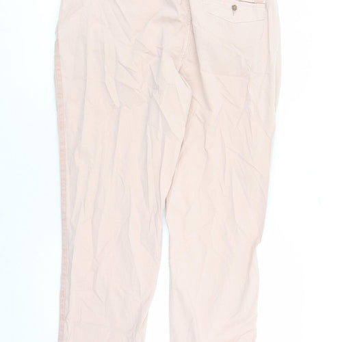 Marks and Spencer Womens Pink Cotton Chino Trousers Size 20 L26 in Regular Zip - Pockets