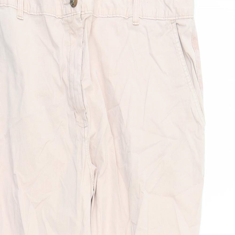Marks and Spencer Womens Pink Cotton Chino Trousers Size 20 L26 in Regular Zip - Pockets