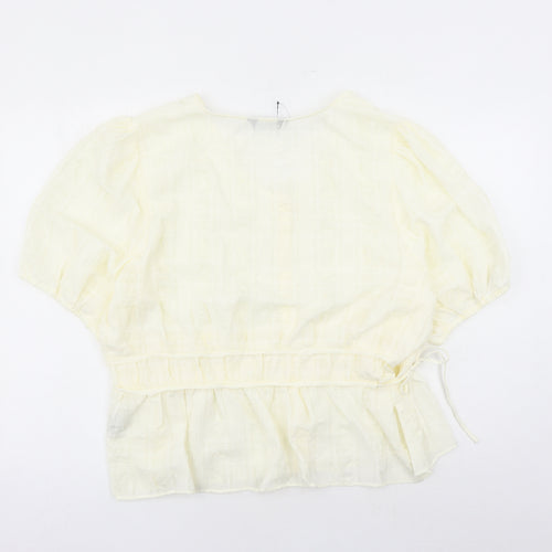 Marks and Spencer Womens Ivory Geometric Polyester Basic Blouse Size 22 Round Neck