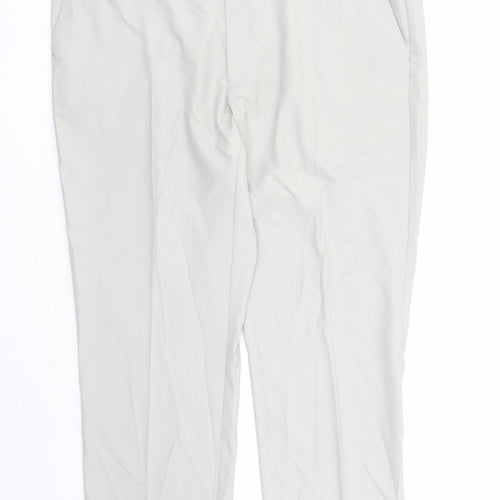 Marks and Spencer Mens Grey Polyester Trousers Size 44 in L28 in Regular Zip - Pockets Short Leg