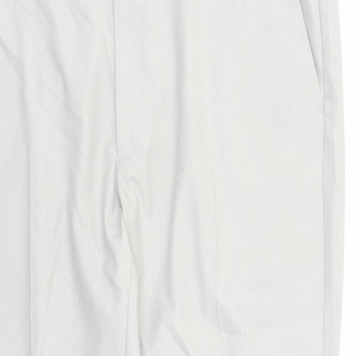 Marks and Spencer Mens Grey Polyester Trousers Size 44 in L28 in Regular Zip - Pockets Short Leg