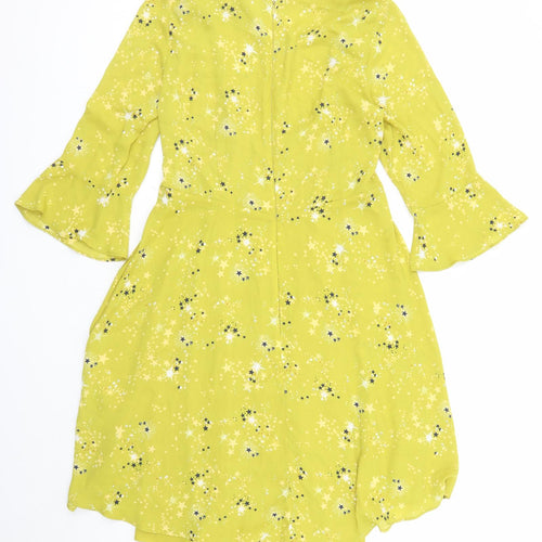 Limited Edition Womens Green Geometric Polyester Trapeze & Swing Size 14 Round Neck Zip - Star Pattern