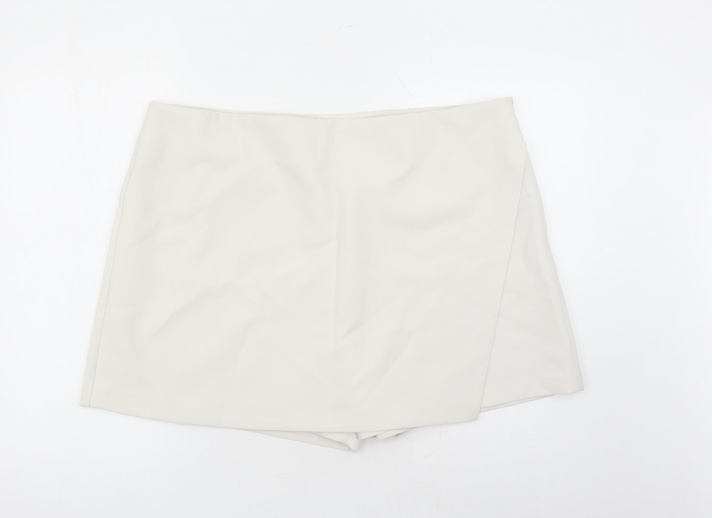 Marks and Spencer Womens Beige Polyester Skort Skirt Size 22 Zip