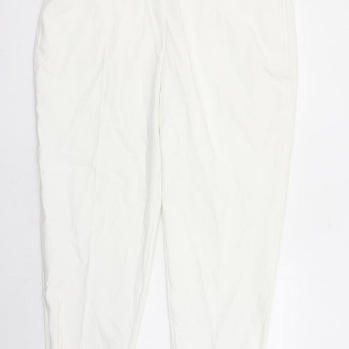 Marks and Spencer Womens White Polyester Trousers Size 22 L28 in Regular Zip - England Football Three Lions