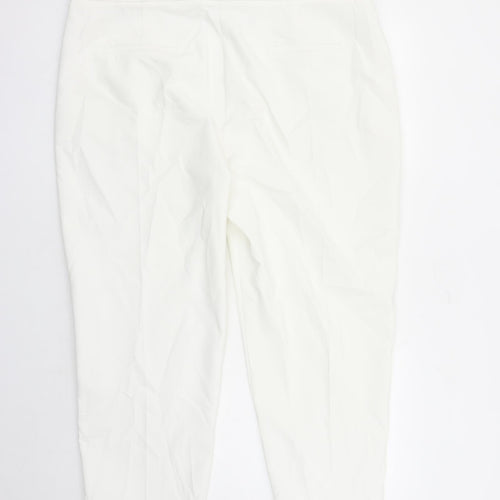 Marks and Spencer Womens White Polyester Trousers Size 22 L28 in Regular Zip - England Football Three Lions