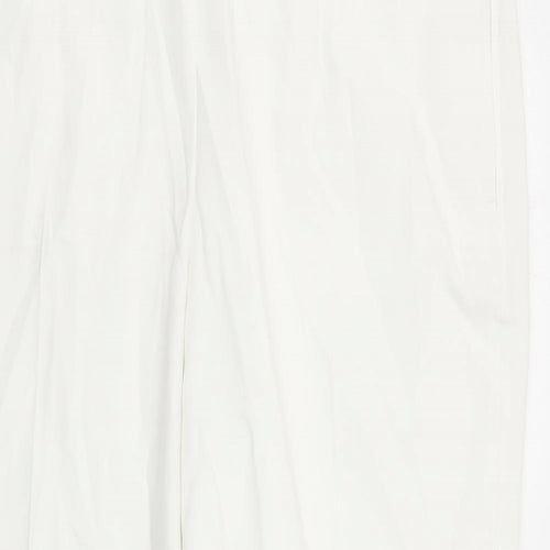 Marks and Spencer Womens White Polyester Trousers Size 22 L28 in Regular Zip - England Football Three Lions
