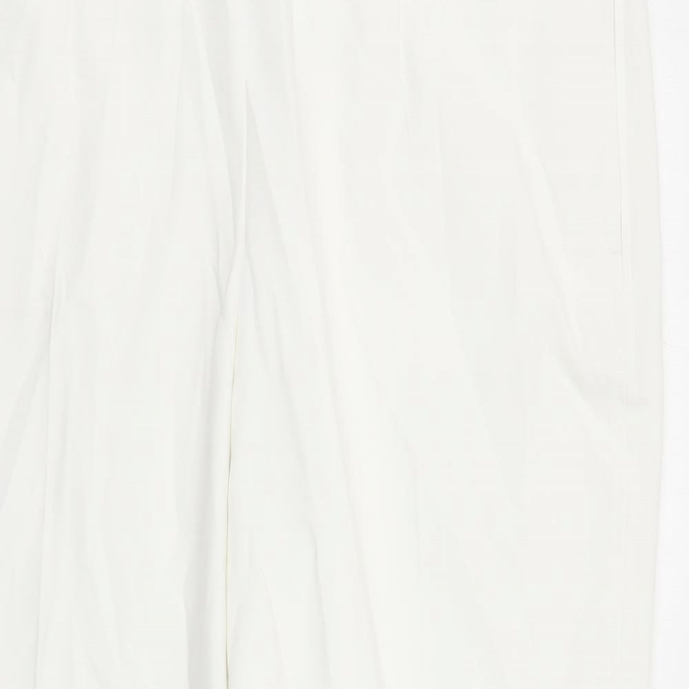 Marks and Spencer Womens White Polyester Trousers Size 22 L28 in Regular Zip - England Football Three Lions