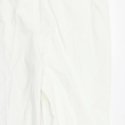 Marks and Spencer Womens White Polyester Trousers Size 22 L28 in Regular Zip - England Football Three Lions