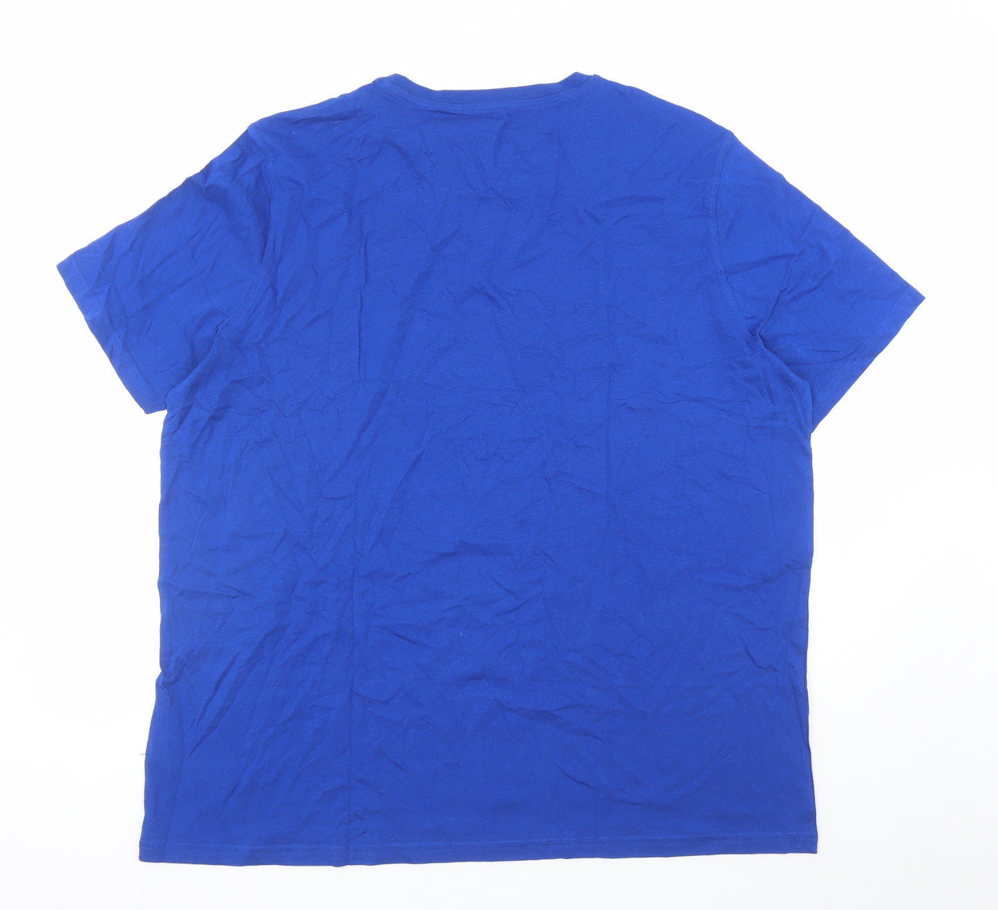 Marks and Spencer Mens Blue Cotton T-Shirt Size 3XL Crew Neck