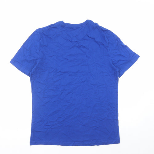 Marks and Spencer Mens Blue Cotton T-Shirt Size L Crew Neck