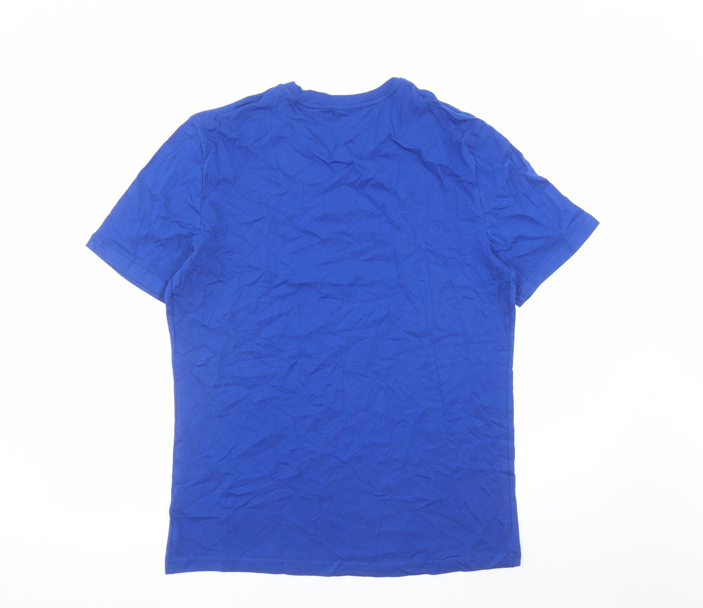 Marks and Spencer Mens Blue Cotton T-Shirt Size L Crew Neck