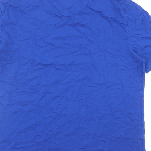 Marks and Spencer Mens Blue Cotton T-Shirt Size L Crew Neck