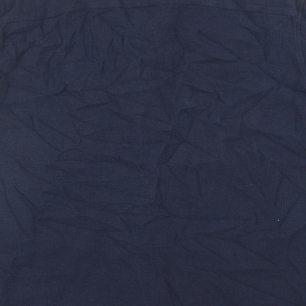 Marks and Spencer Mens Blue Cotton Button-Up Size 3XL Collared Button