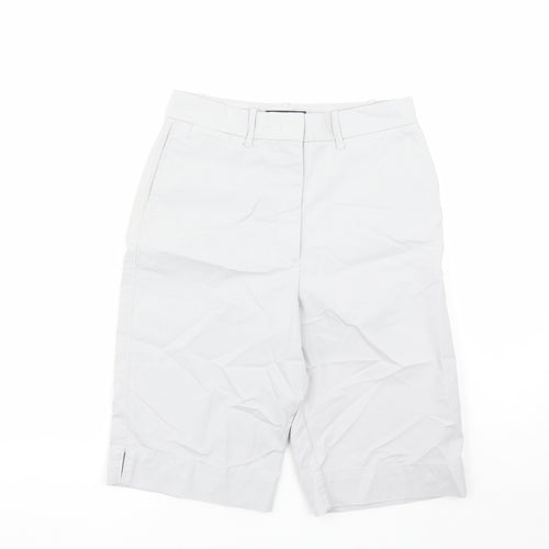 Marks and Spencer Womens Grey Polyester Chino Shorts Size 8 L12 in Regular Zip - Pockets