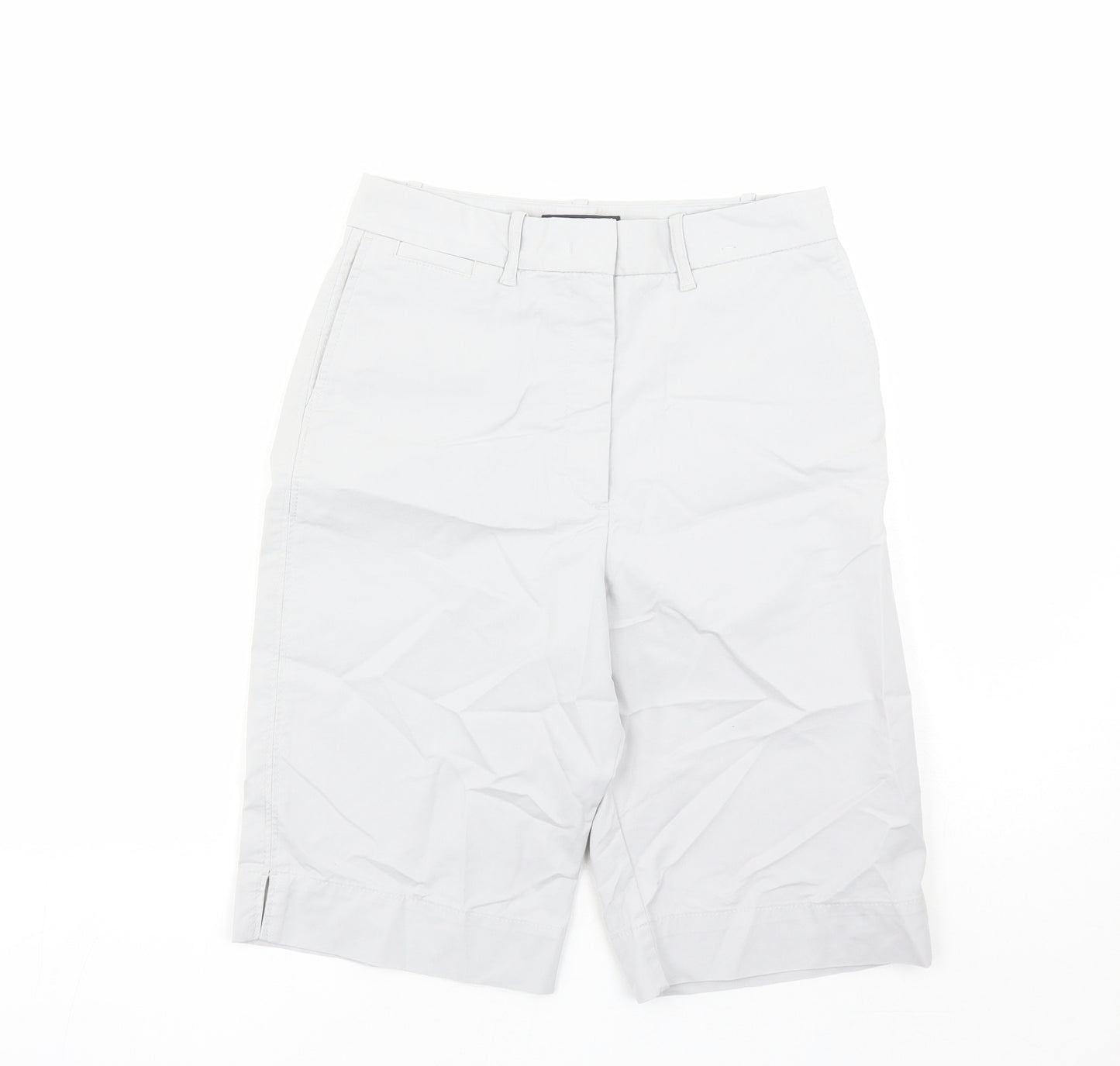 Marks and Spencer Womens Grey Polyester Chino Shorts Size 8 L12 in Regular Zip - Pockets
