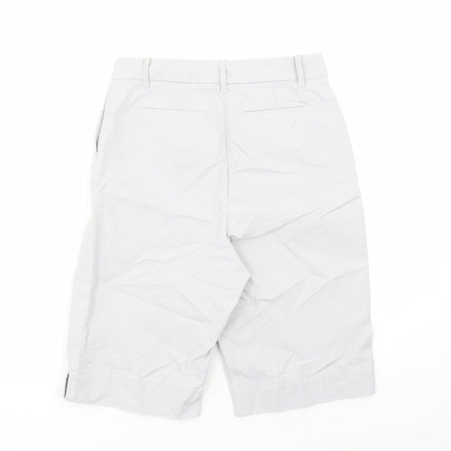 Marks and Spencer Womens Grey Polyester Chino Shorts Size 8 L12 in Regular Zip - Pockets