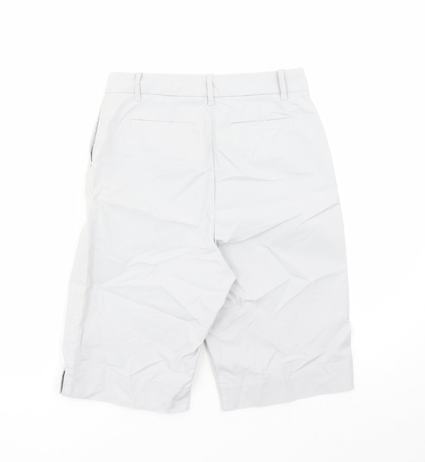 Marks and Spencer Womens Grey Polyester Chino Shorts Size 8 L12 in Regular Zip - Pockets