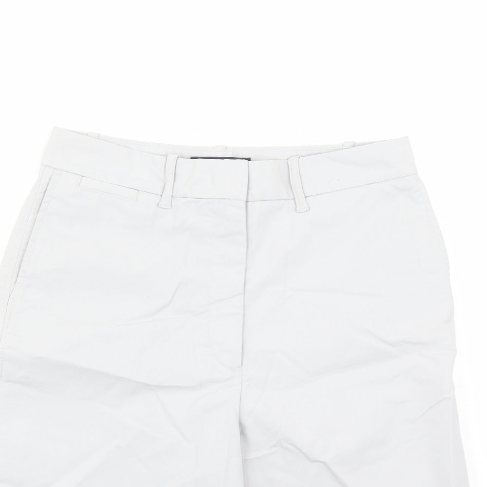 Marks and Spencer Womens Grey Polyester Chino Shorts Size 8 L12 in Regular Zip - Pockets