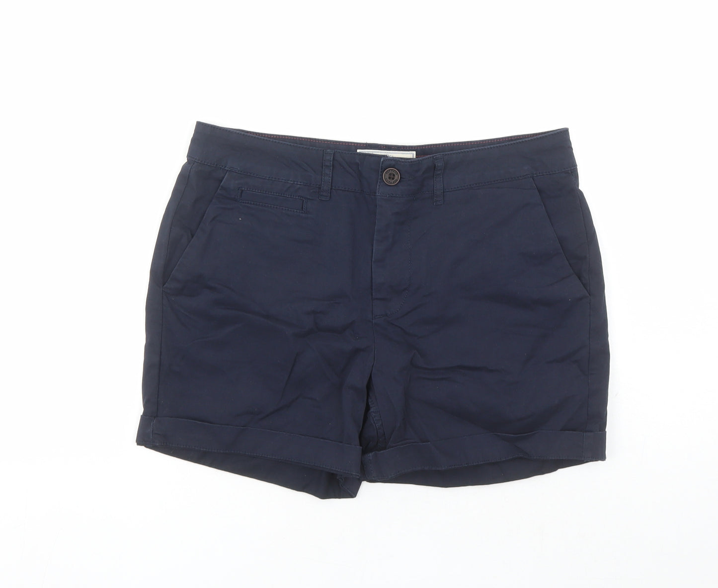 Fat Face Womens Blue Cotton Chino Shorts Size 10 L4 in Regular Zip - Pockets