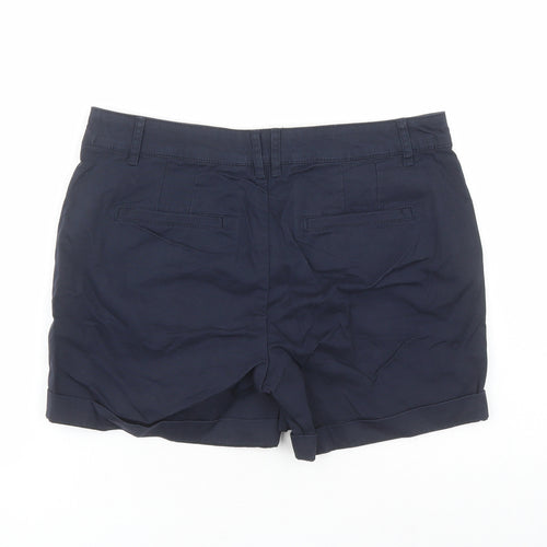 Fat Face Womens Blue Cotton Chino Shorts Size 10 L4 in Regular Zip - Pockets