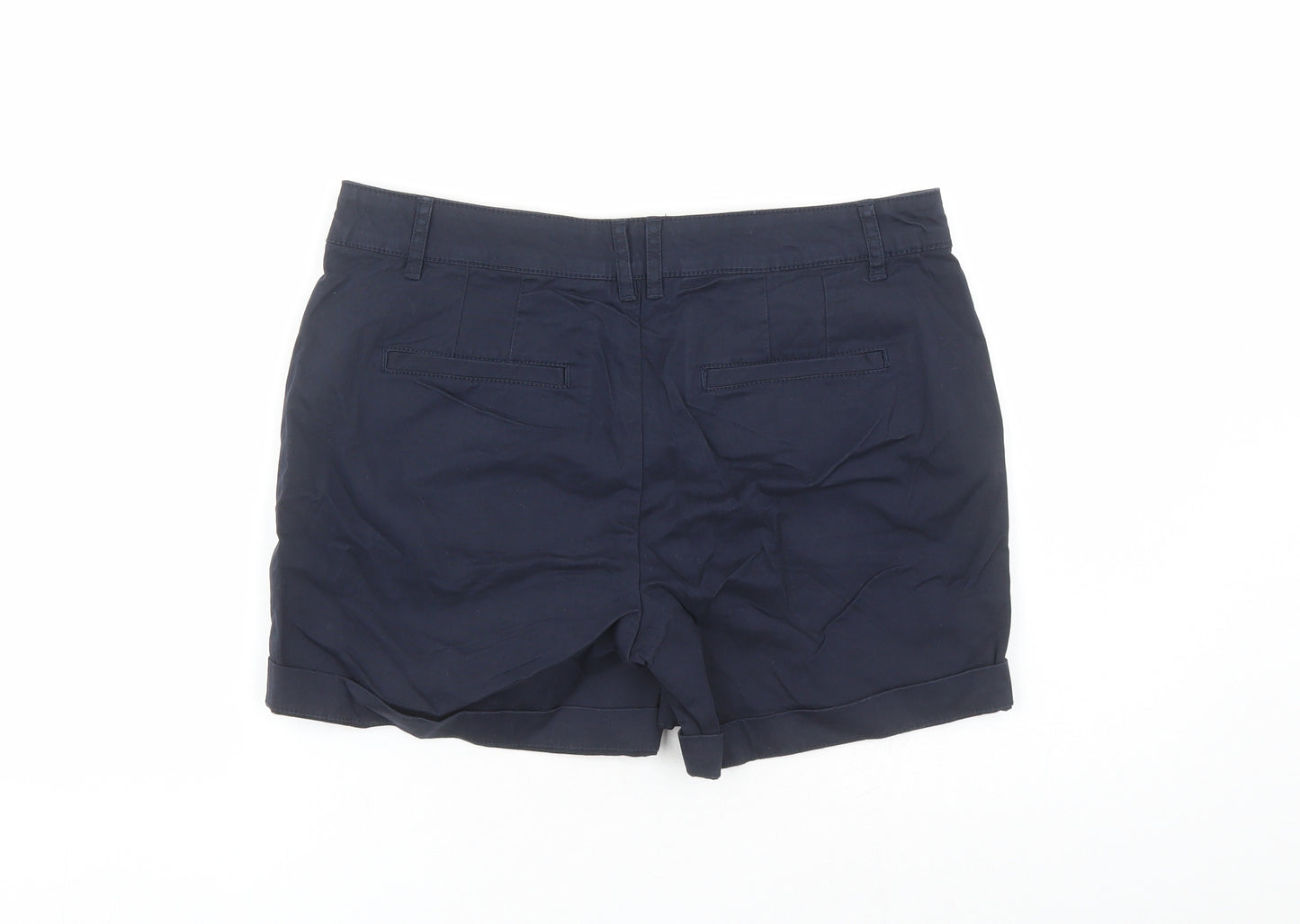 Fat Face Womens Blue Cotton Chino Shorts Size 10 L4 in Regular Zip - Pockets