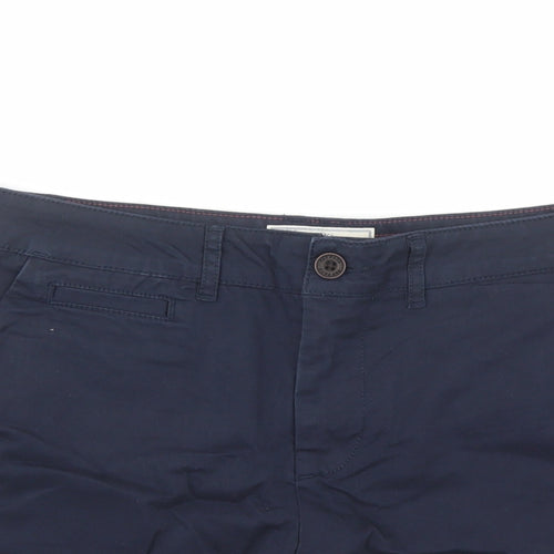 Fat Face Womens Blue Cotton Chino Shorts Size 10 L4 in Regular Zip - Pockets