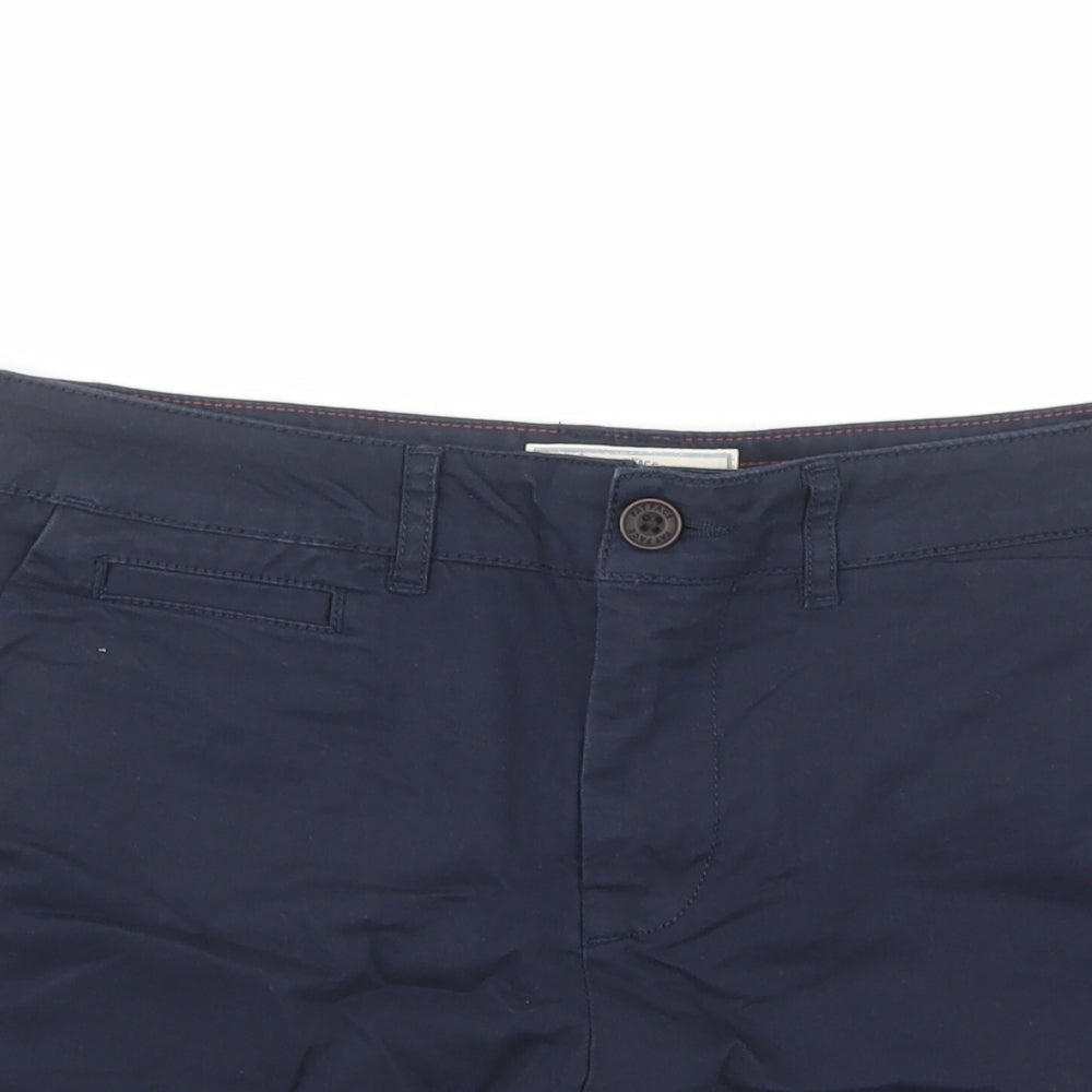 Fat Face Womens Blue Cotton Chino Shorts Size 10 L4 in Regular Zip - Pockets