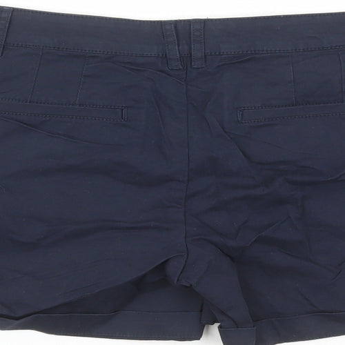 Fat Face Womens Blue Cotton Chino Shorts Size 10 L4 in Regular Zip - Pockets
