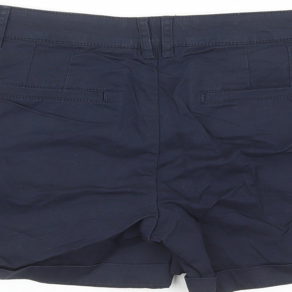 Fat Face Womens Blue Cotton Chino Shorts Size 10 L4 in Regular Zip - Pockets