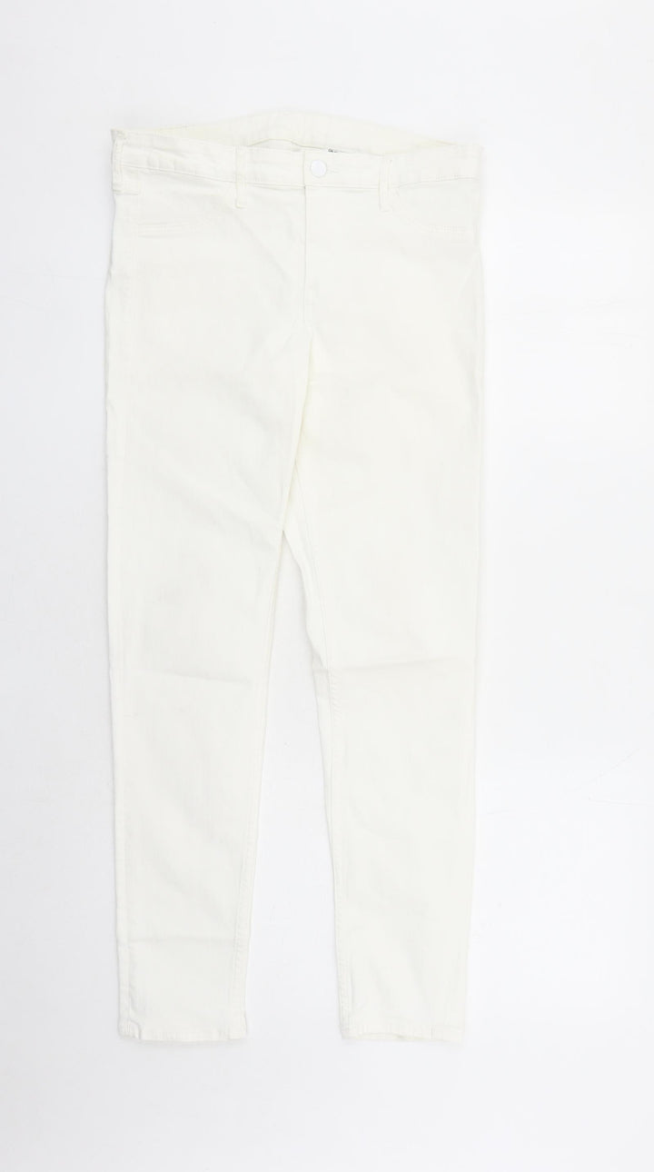 H&M Womens White Cotton Skinny Jeans Size 30 in L28 in Regular Zip - Pockets
