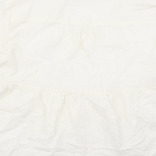 Per Una Womens Ivory Floral Cotton Basic Blouse Size 14 V-Neck - Embroidered Detail