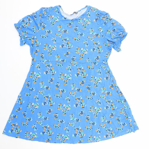 Marks and Spencer Womens Blue Floral Viscose Fit & Flare Size 20 Round Neck Pullover