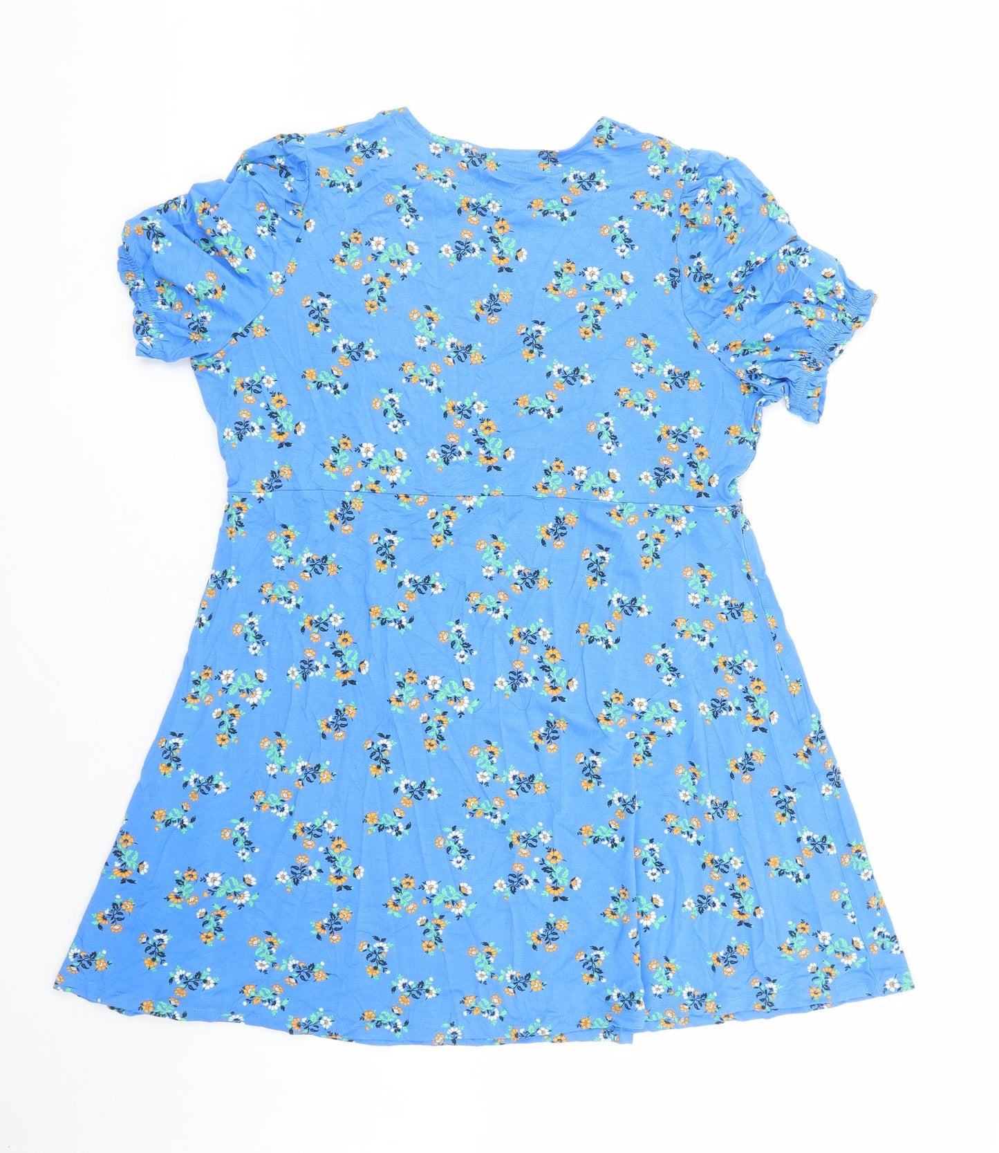 Marks and Spencer Womens Blue Floral Viscose Fit & Flare Size 20 Round Neck Pullover